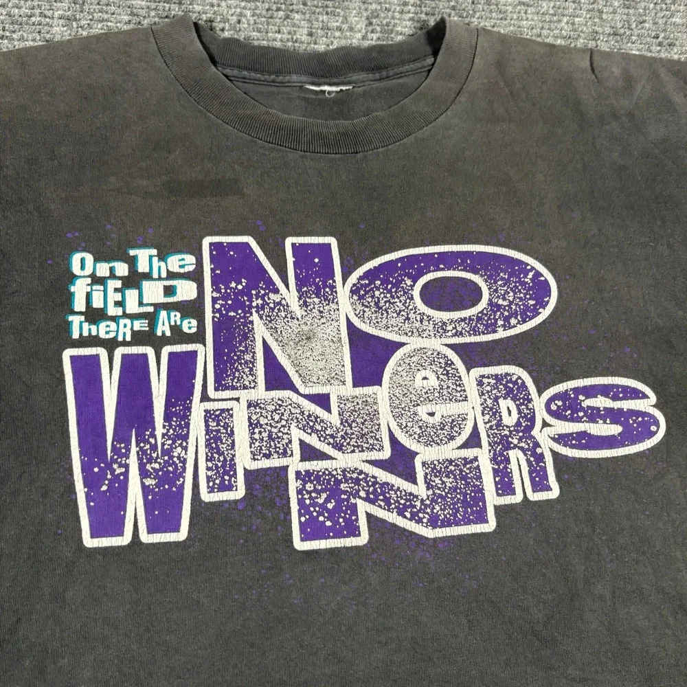 Vintage Nike No Winners Only Survivors Graphic T-Shirt Faded Black Large XL